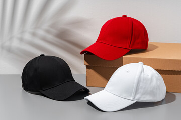 Baseball cap on gray background studio shot © fotofabrika