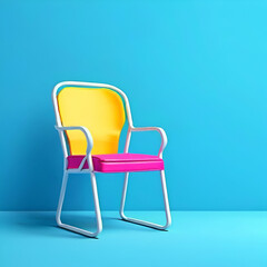 Obraz premium Bright banner chair in colorful pop art style on a blue background