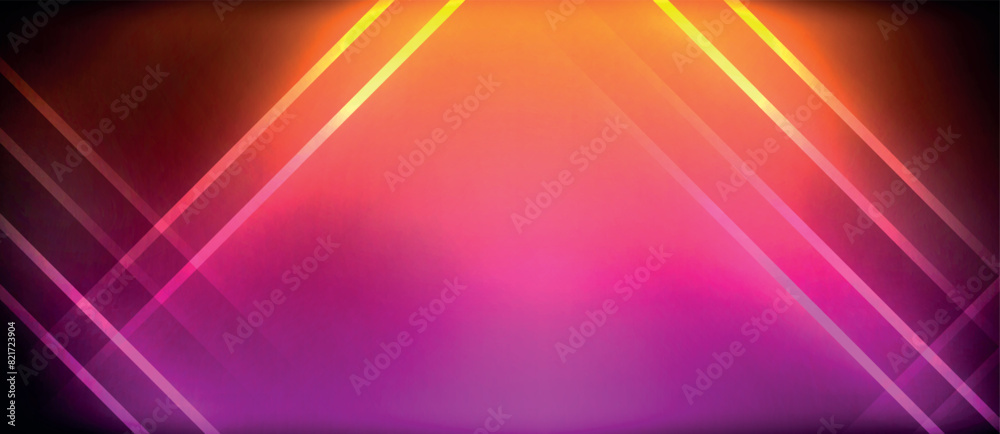 Poster neon lines shining brightly against a dark purple backdrop, creating a vivid and colorful contrast w