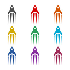 Rocket simple icon isolated on white background. Set icons colorful