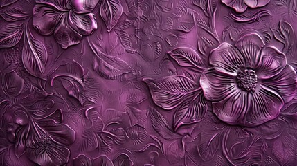 sheet of floral pattern with purple colors embossed cardstock background