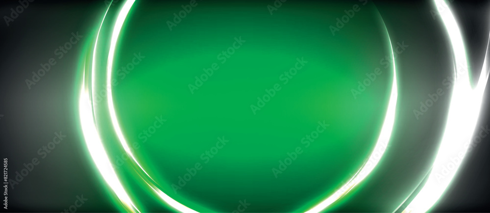 Poster a neon green and white circle that glows placed against a dark black background, showcasing a mesmer