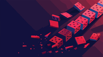 Domino effect isometric landing page with dominoes 