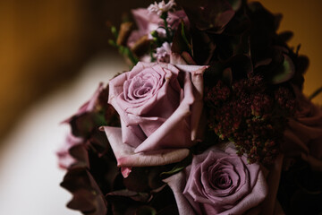 Elegant bouquet of pink roses with a soft, romantic ambiance