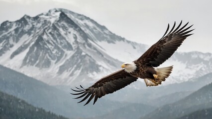 Eagle Flying in snow mountains