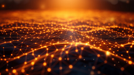 Fototapeta premium Bright network of interconnecting dots representing a complex digital data or social media network.