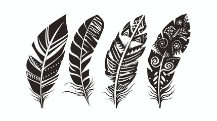 Ethnic feather vector illustration. Doodle sketch 