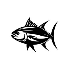 Classic Tuna Fish Silhouette - Vintage Elegance in Marine Artistry - tuna fish illustration
