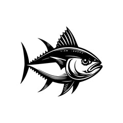 Serene Tuna Fish Silhouette - Tranquil Reflections in Marine Art - tuna fish illustration
