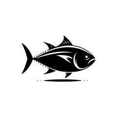 Noir Tuna Fish Silhouette - Dramatic Depth of Ocean Mysteries - minimallest tuna fish vector
