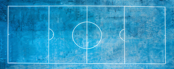 Obraz premium Simple line in a Sport field court background. blue Ground surface with white lines.