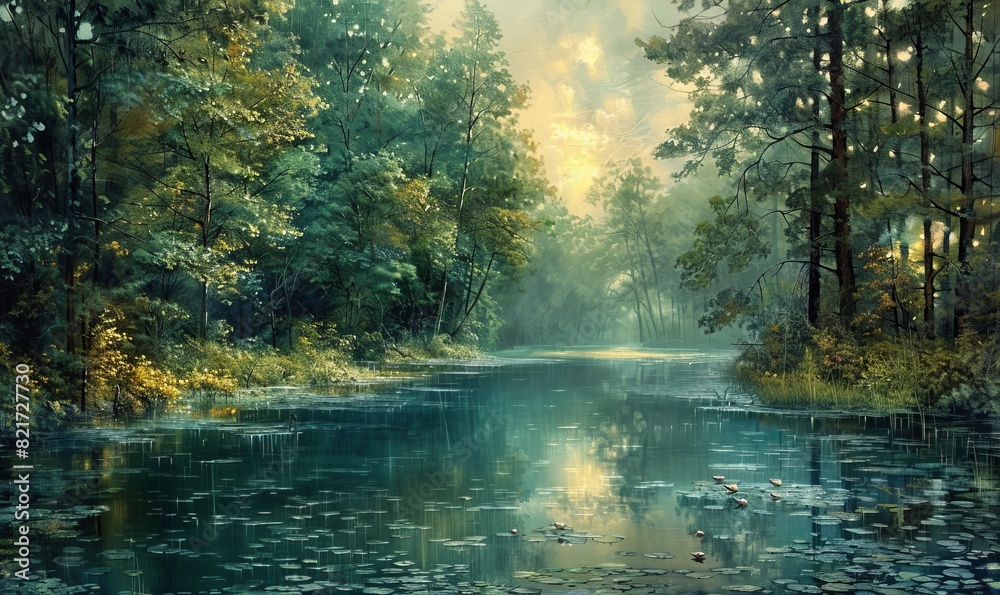 Wall mural lake in the forest - Wall murals