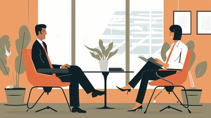 Job Interview: A candidate sits across from a hiring manager during a job interview, discussing skills and qualifications for the potential career opportunity 