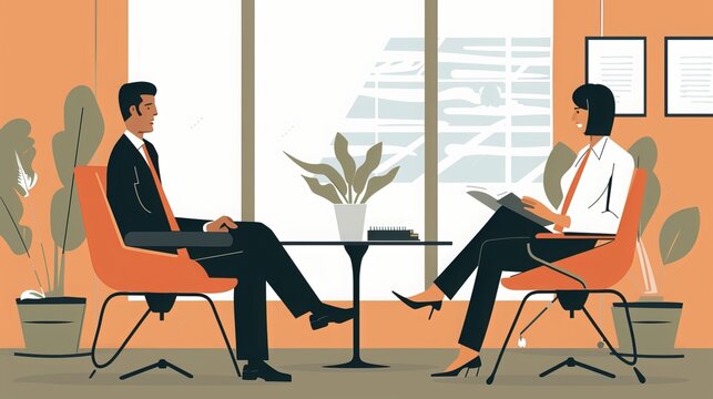 Job Interview: A candidate sits across from a hiring manager during a job interview, discussing skills and qualifications for the potential career opportunity 