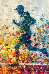 Fototapeta premium A man running in a colorful, abstract painting