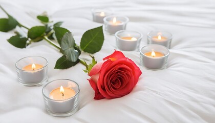 Generated image of rose and romantic dinner on the tray in bedroom