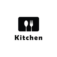 Kitchen logo vector, black and white silhouette illustration