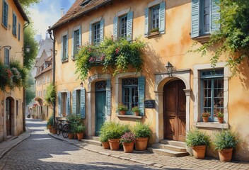 Naklejka premium Village Street Scene