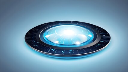 Vector circular technology with light blue and a lightbulb on a background of technology.