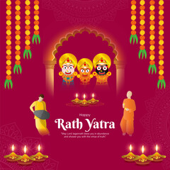 Vector illustration of Happy Ratha Yatra Festival social media feed template