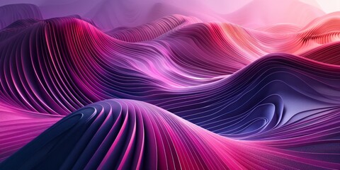 Obraz premium Abstract wallpaper created from Magenta 3D Undulating lines. Colorful 3D Render with copy-space.