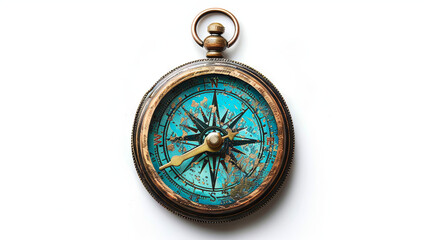A compass is a tool used for navigation and orientation that shows direction relative to major geographic directions on a white isolated background