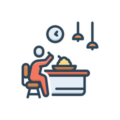 Color illustration icon for dinner