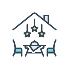 Color illustration icon for eating house
