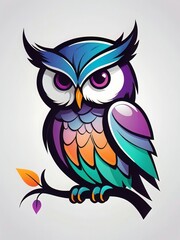 Color logo and icon design of owl vector
