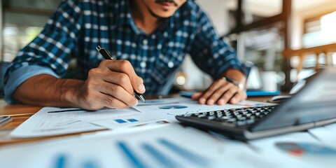 Entrepreneur Analyzing Financial Data for Business Planning and Forecasting