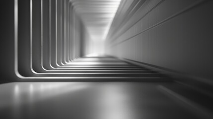 Abstract view of a geometric structure with parallel lines and shadows creating a futuristic and minimalist architectural design. Generative Ai