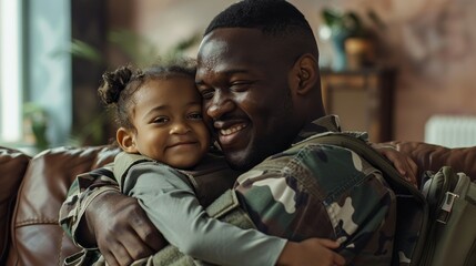 Fototapeta premium A man and a little girl are hugging each other