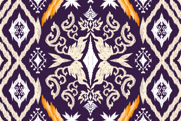 Ethnic Figure aztec embroidery style.Geometric ikat oriental traditional art pattern.Design for ethnic background,wallpaper,fashion,clothing,wrapping,fabric,element,sarong,graphic,vector illustration.