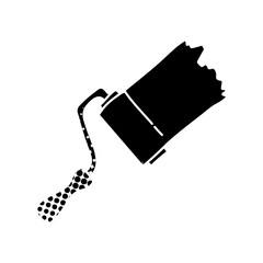 Paint roller with trail black hand drawn icon in halftone texture style