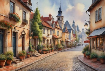 Fototapeta premium A serene street in a European town