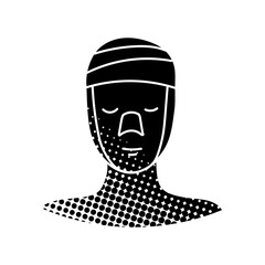 Women beauty face plastic surgery face and noose augmentation black hand drawn icon in halftone texture style