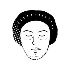 Women beauty face plastic surgery face adjustment black hand drawn icon in halftone texture style