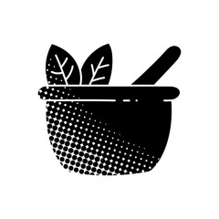 Herbs black hand drawn icon in halftone texture style