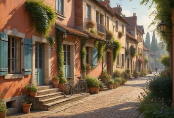 Fototapeta premium Serene European Village Scene