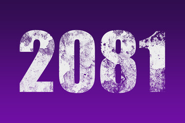 flat white grunge number of 2081 on purple background.	