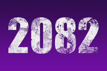 flat white grunge number of 2082 on purple background.	