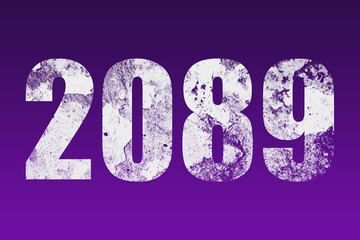 flat white grunge number of 2089 on purple background.	