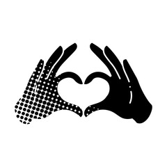 black hand drawn icon in halftone texture style