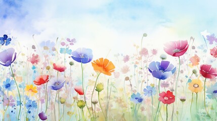 Obraz premium background with colourful watercolour summer flowers