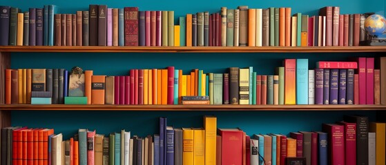 colourful books on a shelf