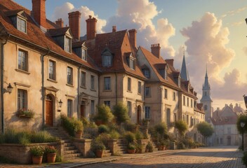 Fototapeta premium Charming European Village Scene