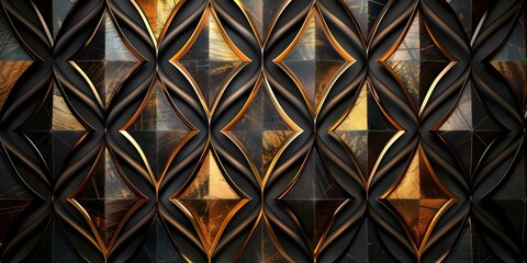 Sophisticated and Luxurious Geometric Diamond Pattern in Shimmering Gold and Black Tones