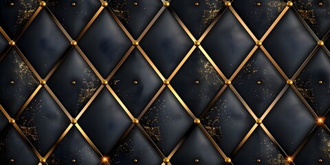 Fototapeta premium Seamless Luxury Golden Black Diamond Pattern Elegant Sophisticated Corporate Background Concept