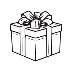 Simple christmas gift icon, black vector illustration on white background