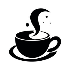 Simple coffee cup logo, black vector illustration on white background